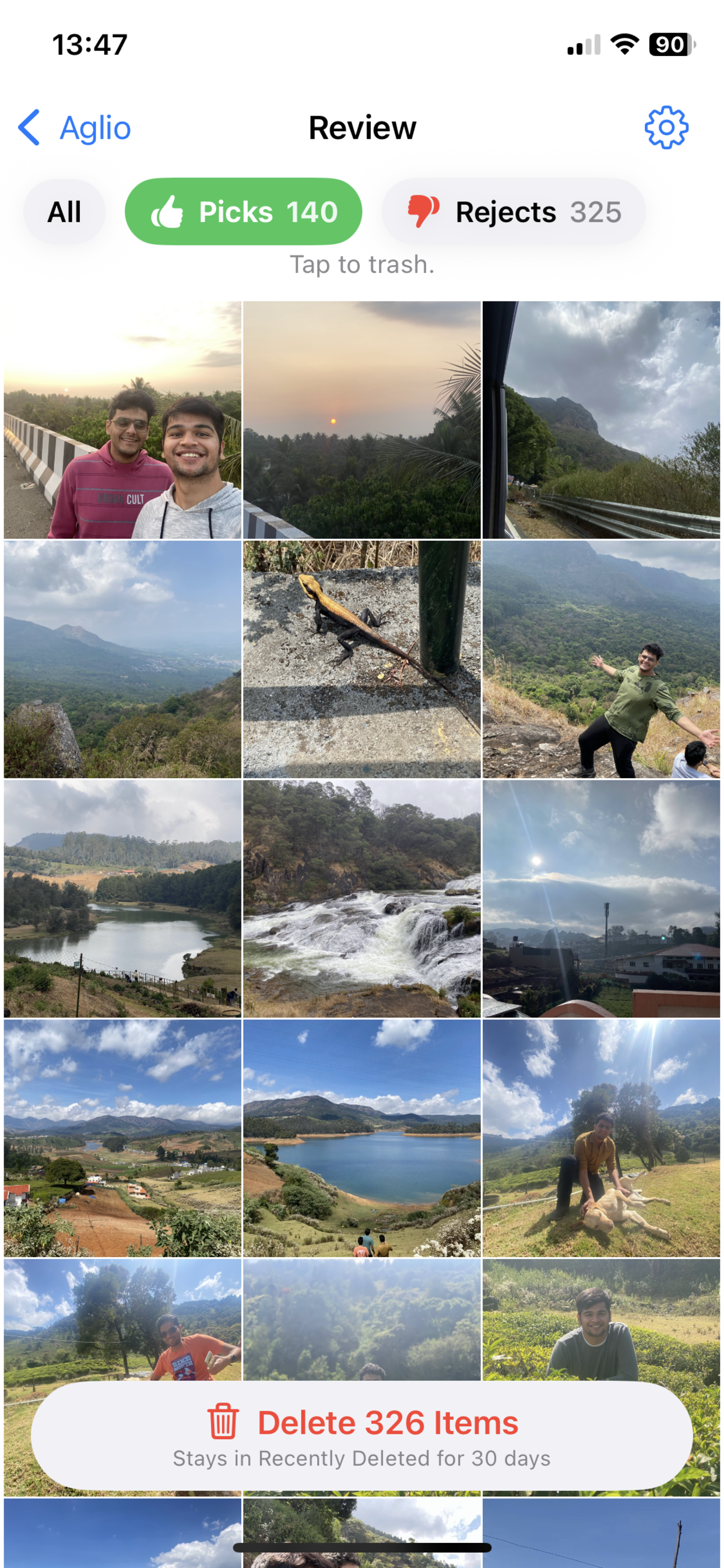 Picks view showing a photo grid.