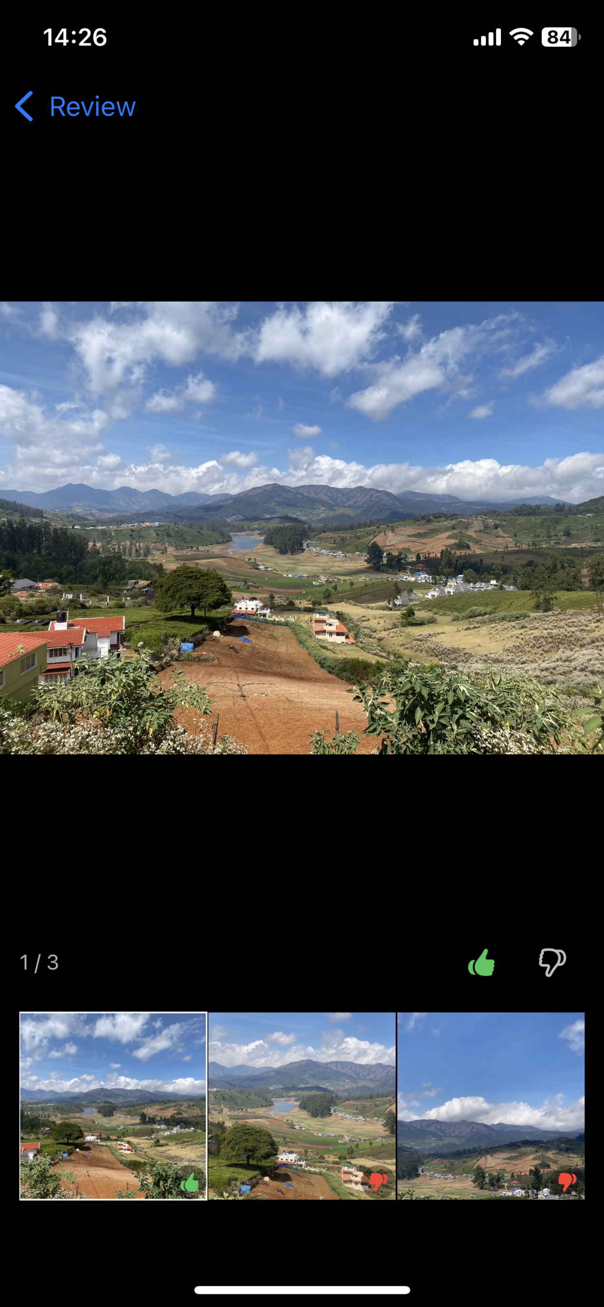 Full-screen review with quick pick or reject.